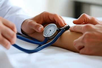 Physician Checking Blood Pressure of Patient