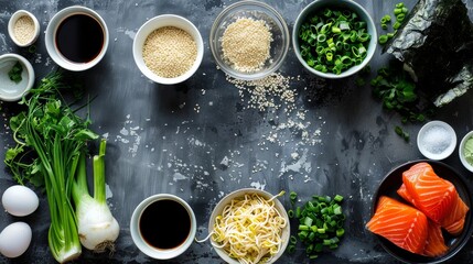 Ingredients: Traditional Japanese ramen with white fondant, colorful salami, cebollino, tallarin and fresh verdura, miso soup.