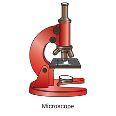 Microscope vector,  icon, silhouette. Microscope  scientific  icon, and laboratory instrument. Vector illustration. Medical Microscope outline pictogram. Microscope isolated on white background.