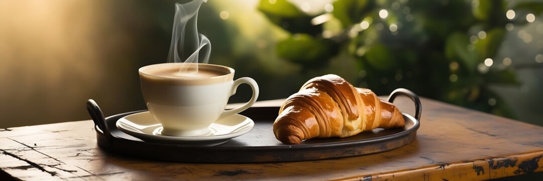 cup of coffee crossant