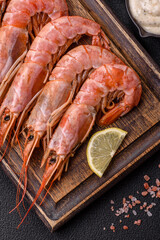Tiger shrimp or langoustine boiled with spices and salt