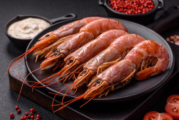 Tiger shrimp or langoustine boiled with spices and salt