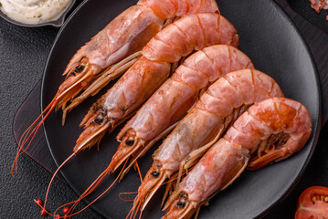 Tiger shrimp or langoustine boiled with spices and salt