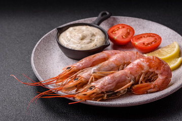 Tiger shrimp or langoustine boiled with spices and salt