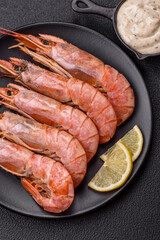 Tiger shrimp or langoustine boiled with spices and salt