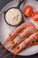 Tiger shrimp or langoustine boiled with spices and salt
