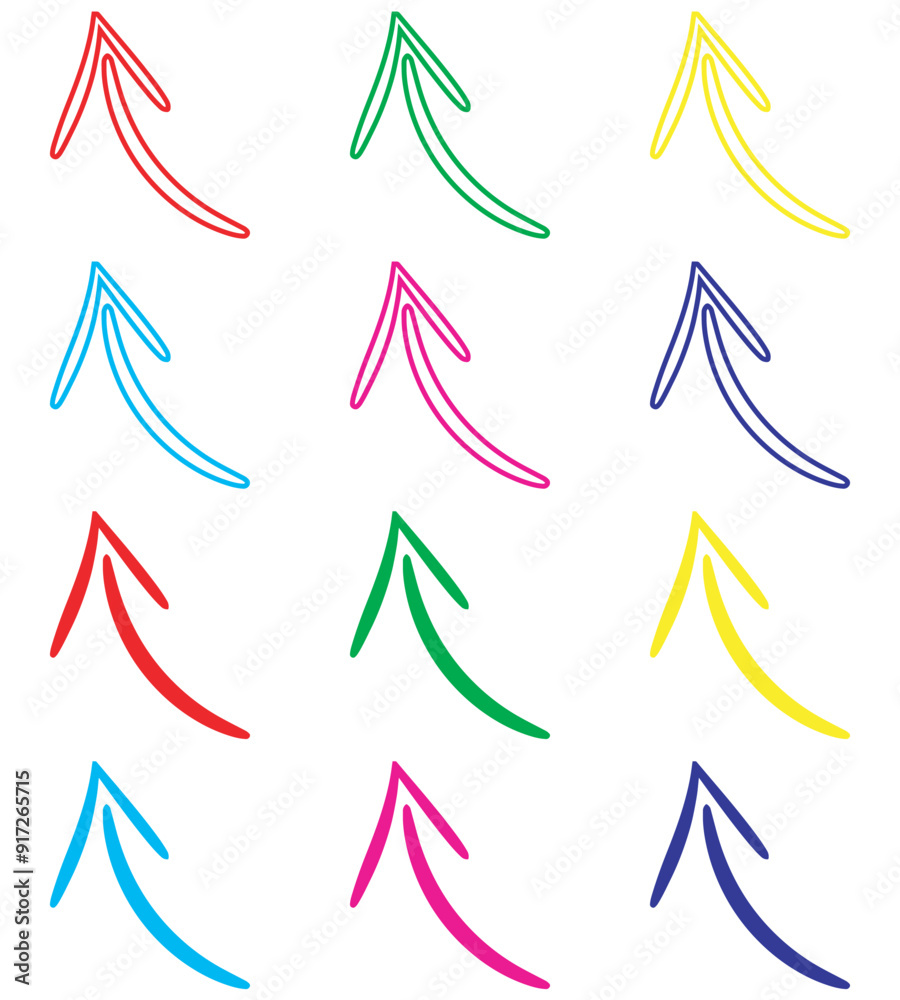 Poster curved arrow icon vector. arrow pointer icon sign symbol in trendy flat style. set elements in color