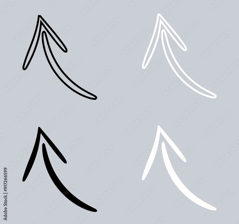 Poster set of curved arrow icon. arrow pointer icon sign symbol in trendy flat style. arrow up vector icon 