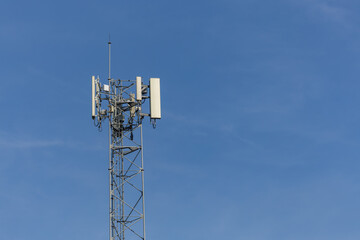 Communication tower top. Radio antenna Tower