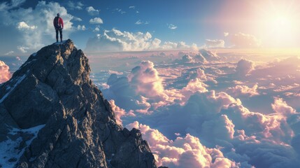 Climber on a summit freedom