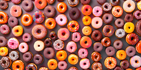 Fototapeta premium Imagen cenital de varias donas glaseadas 