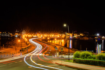Fototapeta premium Night view of the city Nessebar, Bulgaria. Old town