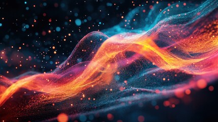 Obraz premium Abstract Digital Art: Colorful Waves of Light
