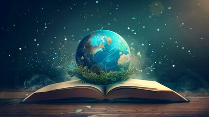 International Day of Education concept Illustration.globe shape book. Reading imagination concept for education holiday.