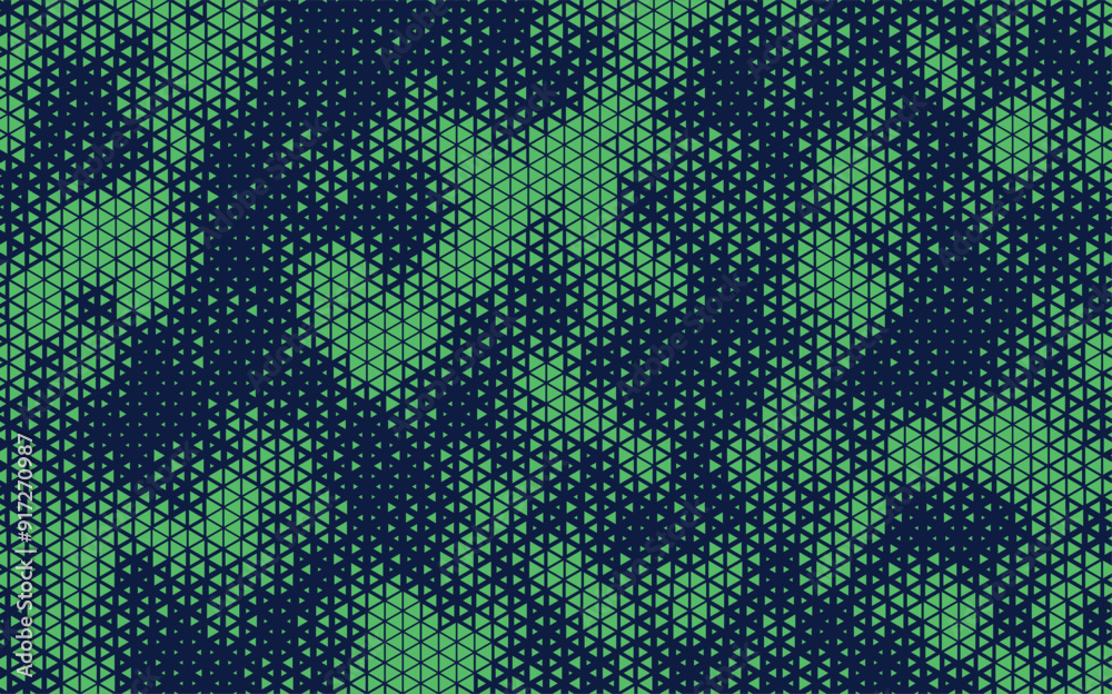 Aufkleber Abstract background with green blue triangle dots. Triangle halftone geometric background. Halftone triangular retro 80s pattern. Minimal style retro dynamic wallpaper.