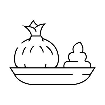 recommend clip art: ravioli dish with wasabi line icon vector. ravioli dish with wasabi sign. isolated contour symbol black illustration