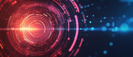 Obraz premium Abstract Red and Blue Circular Technology Interface