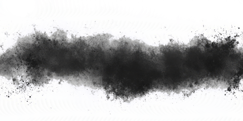 Black grunge design with textured grainy surface in the form of dust/scratches on a clean white background.