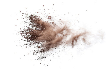 Shimmering particles of a dust spell, slowly settling, on a white background.
