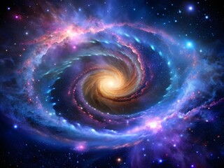 Galactic Vortex: Swirling Stars, Cosmic Dust, and Vibrant Nebula Art in Deep Space
