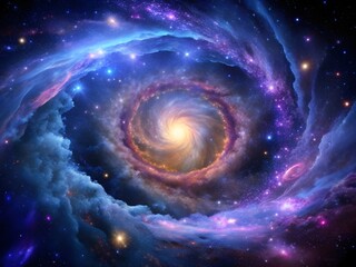 Galactic Vortex: Swirling Stars, Cosmic Dust, and Vibrant Nebula Art in Deep Space