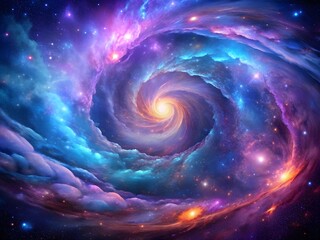 Galactic Vortex: Swirling Stars, Cosmic Dust, and Vibrant Nebula Art in Deep Space