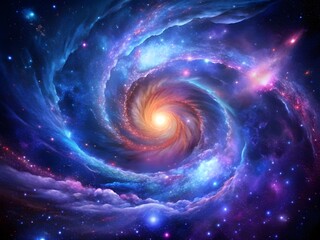 Obraz premium Galactic Vortex: Swirling Stars, Cosmic Dust, and Vibrant Nebula Art in Deep Space