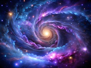 Galactic Vortex: Vibrant Stars, Cosmic Dust, and Nebulas in Deep Space Background