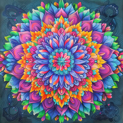 Intricate luxury colorful mandala with arabesque on a white background.