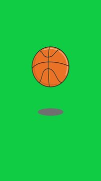 Basketball Bouncing Loop Animation Green Screen Vector Vertical, 9:16
