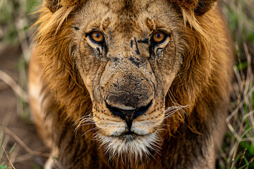 close up portrait of a lion