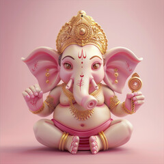 bal ganesha statue on pink background. for lord ganesha festival.