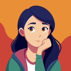 A young woman. Cute woman thinking about something.