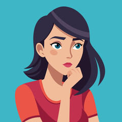 A young woman. Cute woman thinking about something.