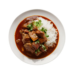 A bowl of Spicy beef curry & beef vindaloo isolated on a transparent background by AI generative