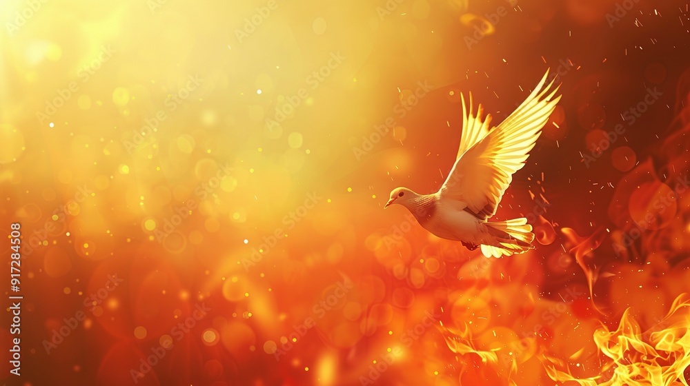 Poster Dove of Peace Flying Through Flames