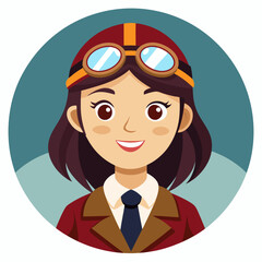 Young smiling aviator. Girl pilot. Woman pilot.