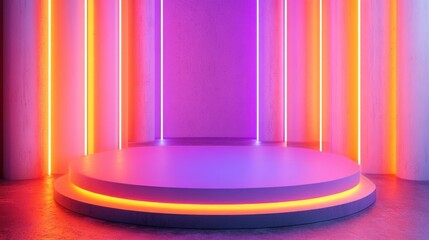 Vibrant 3D Peach Fuzz Podium for High-Impact Product Display | Neon Colors Design for Marketing Success