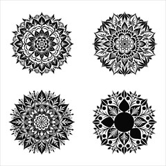 Floral Mandala Stencil Templates Collection. A Series of Elegant and Intricate Botanical Designs for Crafting