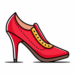 Obraz premium The image of the modern stylish red woman shoe. Hand drawn shoe 