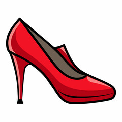 The image of the modern stylish red woman shoe. Hand drawn shoe 