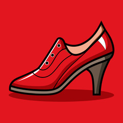 The image of the modern stylish red woman shoe. Hand drawn shoe 