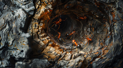 ants in a nest that has a complicated structure