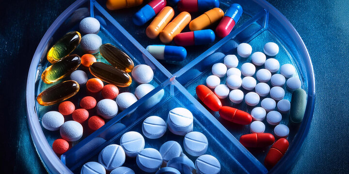 vista superior de gran cantidad de pastillas pildoras, concepto de salud mental psiquiatria 