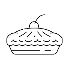 pie with cherry berry dessert line icon vector. pie with cherry berry dessert sign. isolated contour symbol black illustration