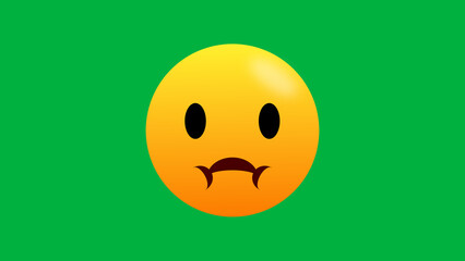 vomiting facial expression emoji on green screen. concept for dislike and unhealthy day.