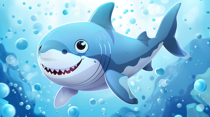 Obraz premium cute shark animation with smile