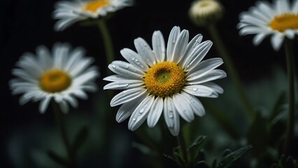 Obraz premium Close-up of a daisy Flower, White Flowers Wallpaper