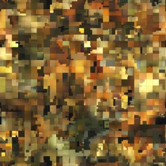Fototapeta premium Abstract mosaic with gold and brown squares.