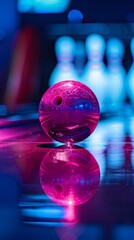 Naklejka premium A glowing ball is reflected in a mirror
